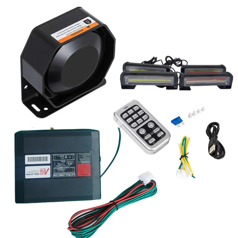 17 çakar fonksiyonlu 300w siren 4 çakarlı kırmızı-mavi-beyaz / SSSR55 17 çakar fonksiyonlu 300w siren 4 çakarlı kırmızı-mavi-beyaz / SSSR55