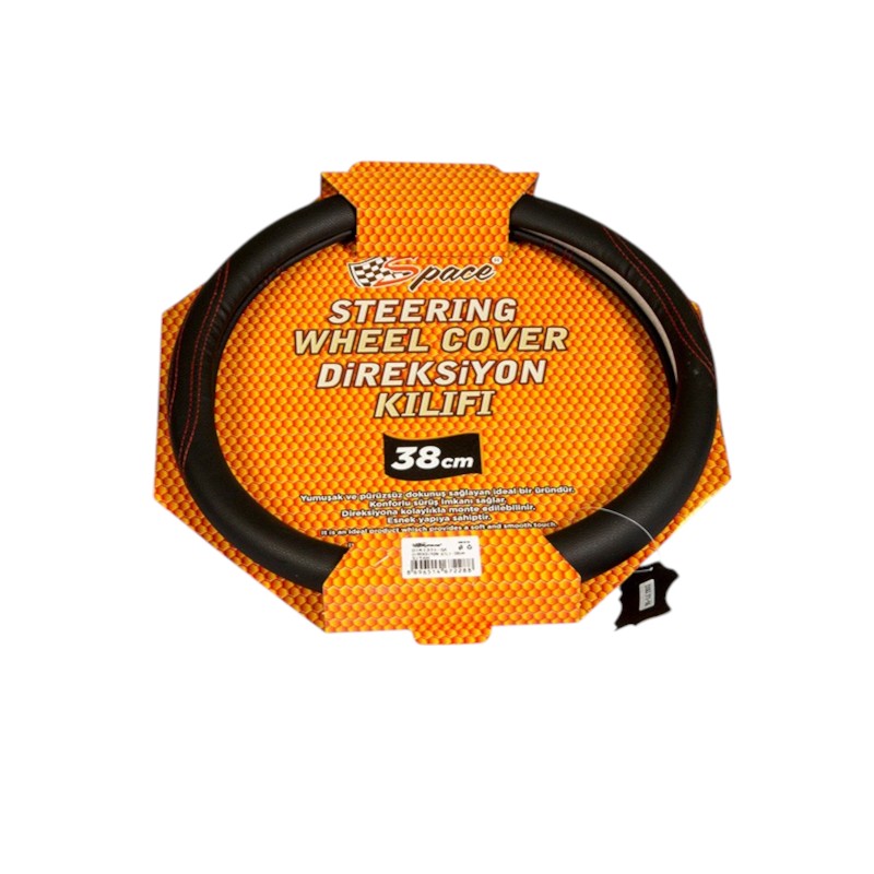 Space Direksiyon Kılıfı 38 cm Siyah/Kırmızı Dikişli / DIKI371-SK Space Direksiyon Kılıfı 38 cm Siyah/Kırmızı Dikişli / DIKI371-SK