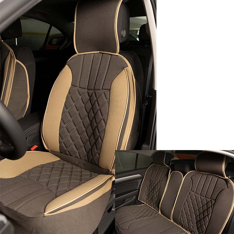 Space Elegance 5'li Koltuk Kılıfı Minder Koyu Bej-Bej / KLMNY540 Space Elegance 5'li Koltuk Kılıfı Minder Koyu Bej-Bej / KLMNY540