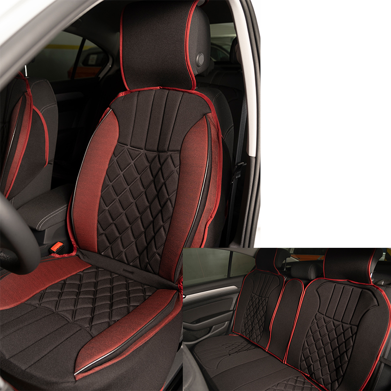 Space Elegance 5'li Koltuk Kılıfı Set Minder Siyah-Kırmızı / KLMNY547 Space Elegance 5'li Koltuk Kılıfı Set Minder Siyah-Kırmızı / KLMNY547