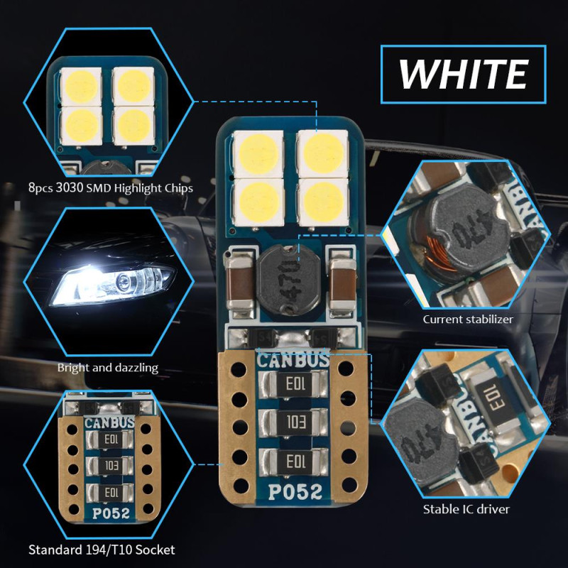 Space Led Ampul T10 8 SMD Canbus'lı Beyaz 2'li Set / LAAM628 Space Led Ampul T10 8 SMD Canbus'lı Beyaz 2'li Set / LAAM628